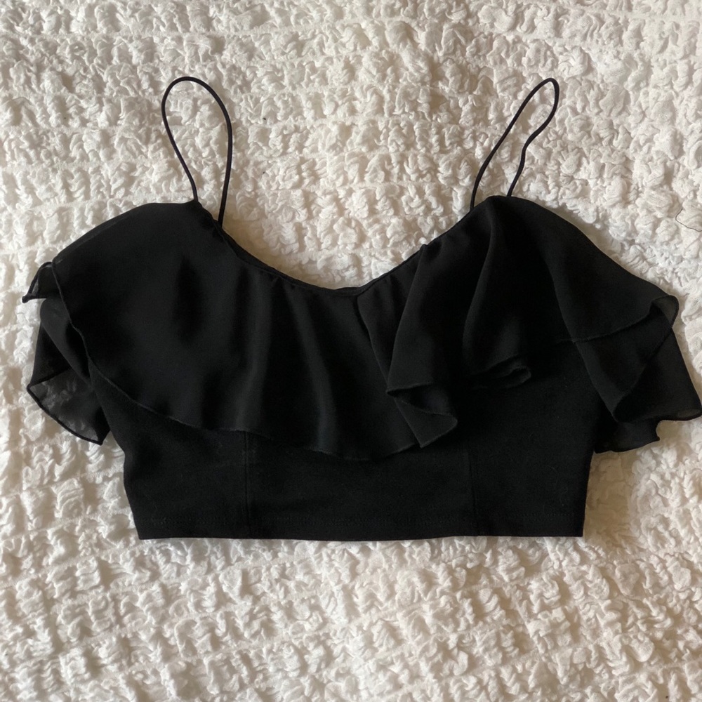 Black Flowy Crop Top